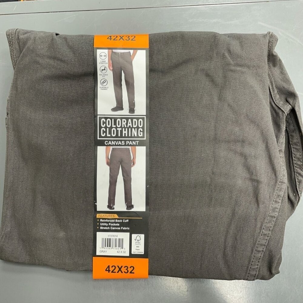 NEW Colorado Clothing Men's 42x32 Canvas Pants Utility Pockets Stretch Gray - Picture 2 of 10
